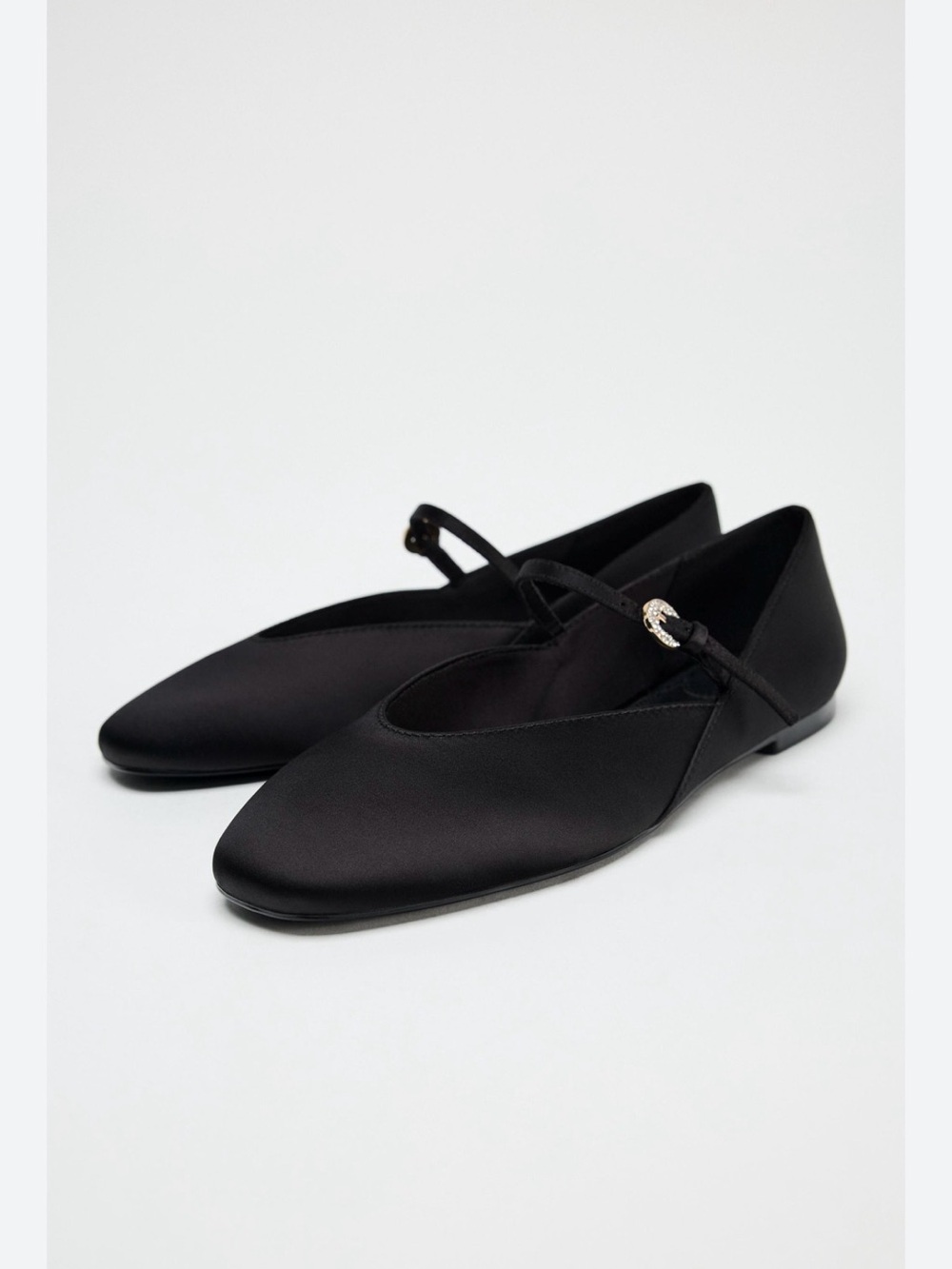 Black Satin Mary Jane Flats